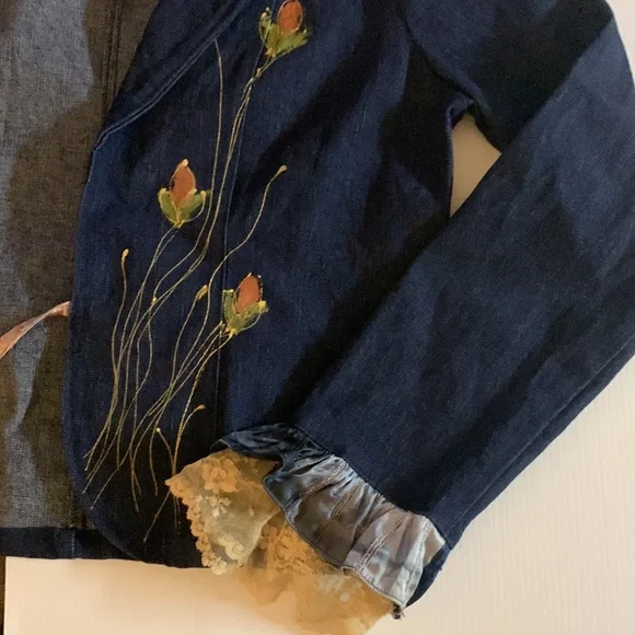 Hand Crafted Floral Embroidered Jean Jacket - Picture 9 of 17